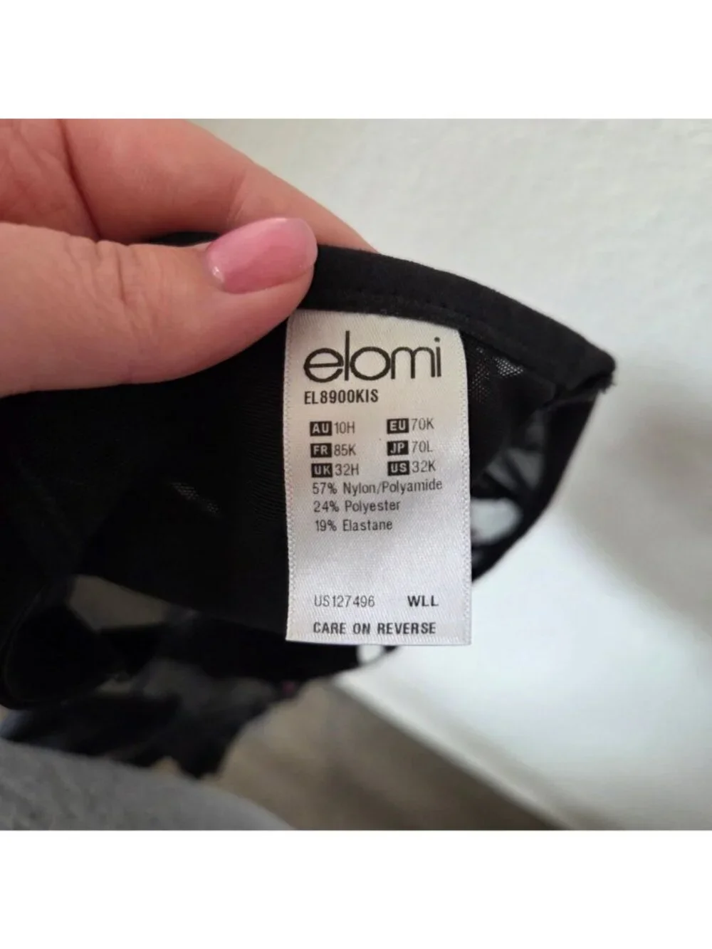 Elomi Size 32K Sheer Black Pink Embroidered Mesh Metallic Underwire Bra Romance - Picture 6 of 7